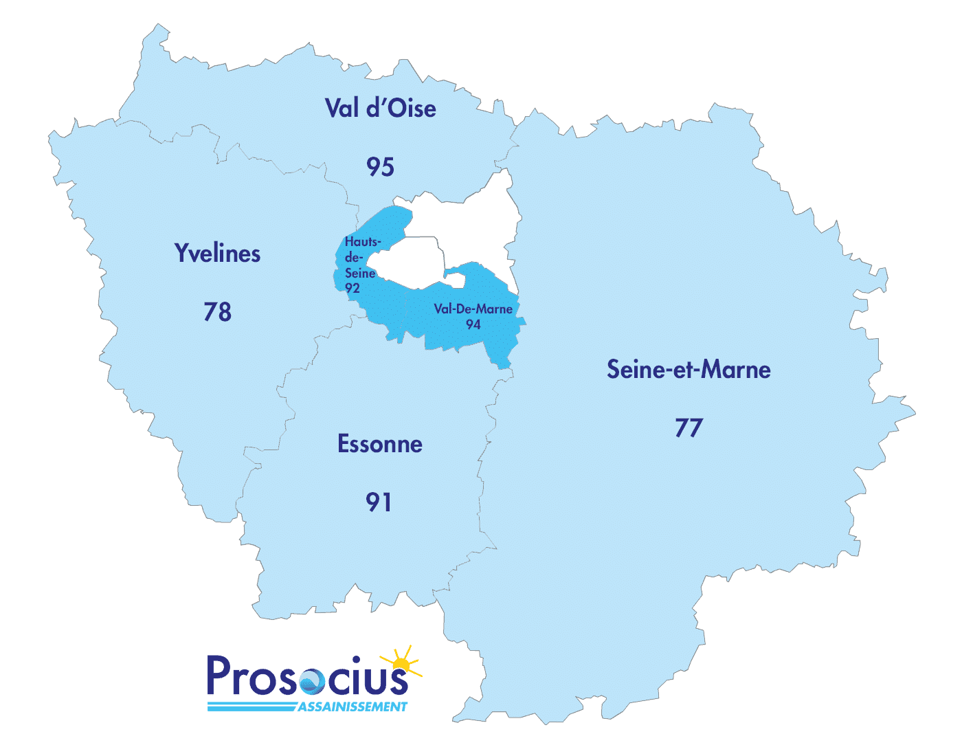 Zone d'interventions Prosocius Assainissement