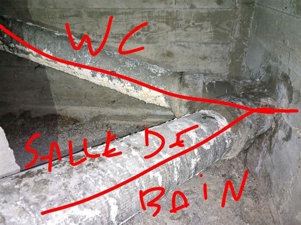 Plan des canalisations WC et salle de bain