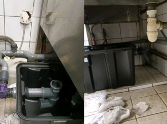 Intervention d'installation de bac dégraisseur chez un professionnel de la restauration