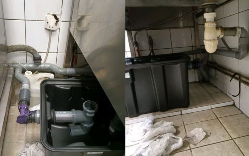 Intervention d'installation de bac dégraisseur chez un professionnel de la restauration